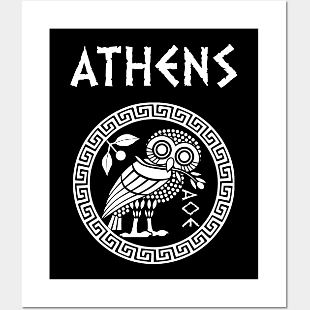 Athens Athenian Owl Symbol of Goddess Athena Wall Art by AgemaApparel